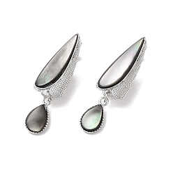 Платинированный Застежки-капли из латуни с откидной крышкой, без кадмия, без никеля и без свинца, с натуральной черной оболочкой для губ, Реальная платина, 31.5x9x9 мм