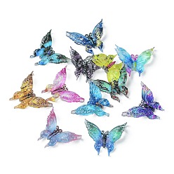 Mixed Color Translucent Resin Cabochons, Butterfly, Mixed Color, 13x15.5x3.7mm