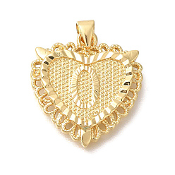 Letter O Стойки обшивки латунные подвески, без кадмия и без свинца, сердце с подвесками в виде буквы az, Письмо O, 24x22x3 мм, отверстие : 5x3.5 мм