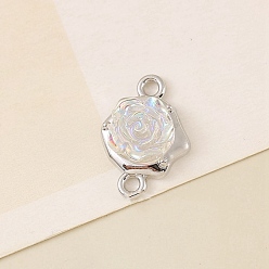 Ghost White Alloy Resin Connector Charms, Platinum, Flower Links, Ghost White, 18x12mm