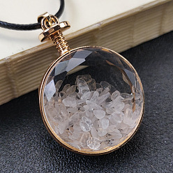 Хрусталь Подвески в виде стеклянных бутылок с кристаллами натурального кварца, Плоская круглая бутылка желаний, подвески с драгоценными камнями, 44x32x15 мм