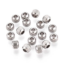 Нержавеющая Сталь Цвет Устойчивы к потускнению 304 разделительные бусины из нержавеющей стали, круглые, цвет нержавеющей стали, 4x3 мм, отверстие : 1.6 мм