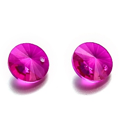 Magenta Glass Charms, Faceted, Cone, Magenta, 14x7mm, Hole: 1mm