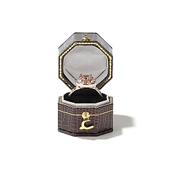 Серо-розавый Коробка для хранения колец из искусственной кожи, увядшая роза, 3x3x3.5 см