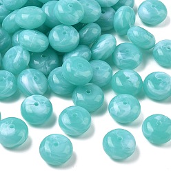 Aqua Two Tone Acrylic Beads, Imitation Gemstone Style, Rondelle, Aqua, 19.5x11mm, Hole: 2.5mm, about 165pcs/500g