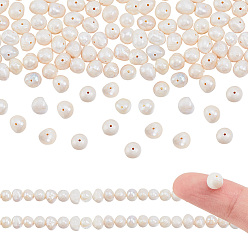 Бежевый 2 нити натурального культивированного пресноводного жемчуга класса АА, картофель, бежевые, 5~6x4~5 мм, отверстие : 0.8 мм, около 84 шт / нитка, 13.5 дюйм (34.2 см)