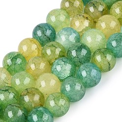 Желто-Зеленый Запеченная краска, потрескавшиеся стеклянные бусины, нити, бусы из искусственного камня, круглые, желто-зеленый, 8~8.5 мм, отверстие : 0.9~1.2 мм, около 100~108 шт / нитка, 29.33~31.30 дюйм (74.5~79.5 см)