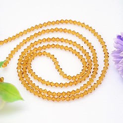 Goldenrod Faceted Imitation Austrian Crystal Bead Strands, Grade AAA, Bicone, Goldenrod, 5x5mm, Hole: 0.7~0.9mm, about 80pcs/strand, 15.7 inch