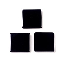 (946F)Морозный цвет внутри  Жонкиль / Непрозрачная зеленая подкладка Натуральный черный агат кабошонов, квадратный, 16x16x2 мм