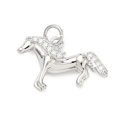 Платина Латунные микро проложить кубического циркония подвески, лошади прелести, с целью перехода в кольце, без кадмия и без свинца, стойки покрытие, долговечный, платина, 13.5x21x5 мм, отверстие : 3.3 мм