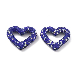 Сапфир Бусины из полимерной глины в форме сердца со стразами, Фокальные бусины для самодельного брелока для телефона, принадлежности для изготовления ручек и ювелирных изделий, сапфир, 27.5x33.5x8 мм, отверстие : 2 мм