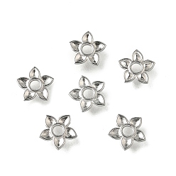 Нержавеющая Сталь Цвет 304 из нержавеющей стали разделительные бусины, цветок, цвет нержавеющей стали, 5.5x6x0.5 мм, отверстие : 1.4 мм