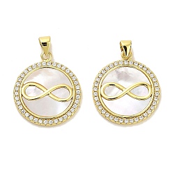 Настоящее золото 18K Латунные микро проложить кубического циркония подвески, без кадмия и без свинца, с оболочкой, бесконечный символ, реальный 18 k позолоченный, 24.5x21x2.5 мм, отверстие : 4.5x3.5 мм
