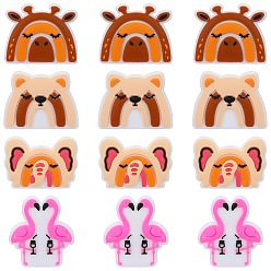 Mixed Shapes 12 шт. 4 стили, экологически чистые силиконовые фокальные бусины пищевого качества, разнообразные, 21~28x25.5~30x7 мм, отверстие : 2 мм, 3 шт / стиль