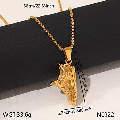 Shoes 304 Collares con colgante de acero inoxidable y cristales de imitación para hombre, dorado, , 22.83 pulgada (58 cm), colgante: 52.1x22.5 mm