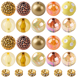 Золотистый Наборы для изготовления ювелирных изделий своими руками, включая круглые акриловые и смоляные стразы, а также разделительные бусины из латунных стразов., золотые, 20x19 мм, отверстие : 3 мм