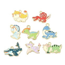 (52) Непрозрачная лаванда Подвески из эмали и сплава, динозавр, разноцветные, 16~23.5x14~25.5x2 мм, отверстие : 1.8 мм