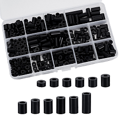 Черный 360 шт. прокладка из АБС-пластика, изоляционная колонна, опорная колонна, чёрные, 5~15x7 мм, отверстие : 3.5 мм