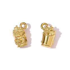 Настоящее золото 18K 304 подвески из нержавеющей стали, чары из картофеля фри, зеркальная полировка, ионное покрытие (ip), реальный 18 k позолоченный, 13x8 мм