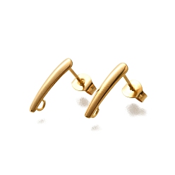 Настоящее золото 18K 304 Результаты серьги из нержавеющей стали, аксессуары для сережек своими руками, реальный 18 k позолоченный, 15x3x3.5 мм, отверстие : 1.8 мм, штифты : 0.5 мм