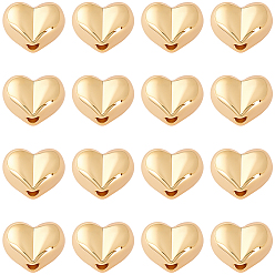 Echt 18 k vergoldet 30pcs Legierungsperlen, Herz, echt 18 k vergoldet, 6x8x5 mm, Bohrung: 1.2 mm