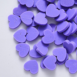Medium Orchid Handmade Polymer Clay Cabochons, Polymer Clay Slices for Resin Crafts & DIY Projects, Heart, Medium Orchid, 7~8x8~9x1~4.5mm, about 6000pcs/1000g.