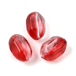 Red Baking Paint Glass Beads, Oval, Red, 20x11.5x13mm, Hole: 1.4mm