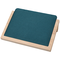 Темно-Зеленый Деревянные наклонные подставки для хранения ожерелий и ювелирных изделий, с бархатным ковриком, прямоугольные, темно-зеленый, 15.5x21x4.7 см