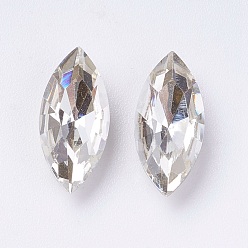Серебряный Оттенок Имитация австрийского хрусталя горный хрусталь, класс А, задние и задние, лошадиный глаз , серебряный оттенок, 6x3x2~2.5 мм