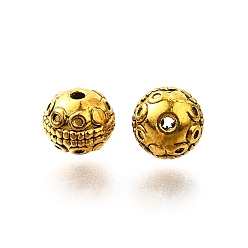 Античное Золото Сплавочные овальные бусины тибетского стиля , без кадмия и без свинца, круглые, античное золото , 8.5 мм, отверстие : 1.5 мм, Около 555 шт / 1000 г