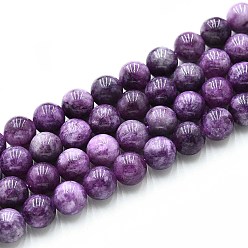 Темная Орхидея Природного кварца нитей бисера, окрашенные, круглые, имитация лепидолита/фиолетовой слюды, темные орхидеи, 10~10.5 мм, отверстие : 1~1.2 мм, около 37~38 шт / нитка, 14.76~15.16 дюйм (37.5~38.5 см)