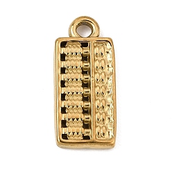 Real 18K Gold Plated 304 Stainless Steel Pendants, Abacus Charms, Ion Plating(IP), Real 18K Gold Plated, 19x8.5x2mm, Hole: 1.6mm