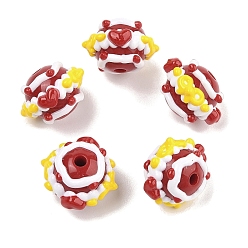 Food Рождественская тема нарисованная вручную акрил с эмалевыми бусинами, круглые, крем, 17~22.5x17~22x15 мм, отверстие : 3.5 мм