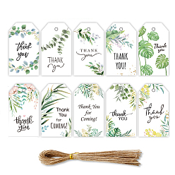Белый 50 шт. 10 стили прямоугольной бумаги, спасибо, подвесные подарочные бирки, подарочные бирки с цветочным принтом и пеньковым шнуром, для упаковки подарков на вечеринку, белые, 7x4 см, 5 шт / стиль