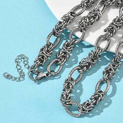Нержавеющая Сталь Цвет 9.5мм 304 цепочки из нержавеющей стали в византийском стиле для женщин и мужчин, не тускнеет, цвет нержавеющей стали, 16.22 дюйм (41.2 см)