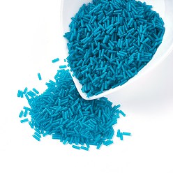 Dark Turquoise MGB Matsuno Glass Beads, Japanese Seed Beads, Transparent Frosted Colours Twisted Bugle Beads, Glass Round Hole Seed Beads, Dark Turquoise, 6x2~2.3mm, Hole: 0.8mm, about 11000pcs/bag, 450g/bag