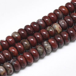 Roter Regenbogenjaspis Natürliche rote Regenbogenjaspis-Perlenstränge, Rondell, 10x6 mm, Bohrung: 1 mm, ca. 67 Stk. / Strang, 15.3 Zoll