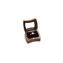 Coconut Brown Wooden Ring Boxes, with Magnetic Clasp and Clear Window, Rectangle, Coconut Brown, 5x4.5cm