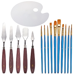 Gemischte Farbe DIY Mal-Kits, mit transparenter Acrylfarbenpalette, Edelstahl-Palettenschaber-Set und Kunstbürsten, Gemischte Farbe