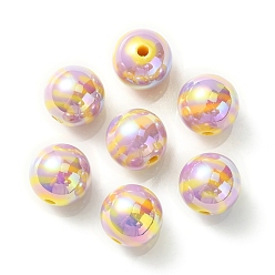 Фиолетовый УФ-покрытие радужными переливающимися акриловыми бусинами, круглые, красочный, 16 мм, отверстие : 3 мм