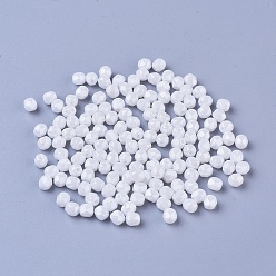 White Czech Fire Polished Glass Beads, Faceted, Drum, White, 4x4mm, Hole: 0.8mm, about 1170pcs/bag
