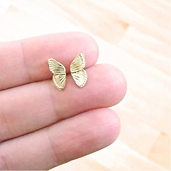 Doré  Boucles d'oreilles ailes de papillon en alliage pour femmes, or, 13mm