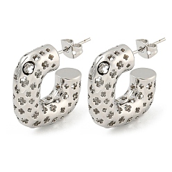 Платина Серьги-гвоздики из латуни с реечным покрытием, долговечный, без свинца и без кадмия, с-образный, платина, 22x22 мм