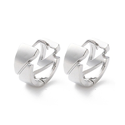 Платинированный Латунные серьги обруча, долговечный, Реальная платина, 13x14x6 мм, штифты : 0.7 мм