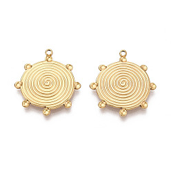 Настоящее золото 18K 304 подвески из нержавеющей стали, вихревое очарование, ионное покрытие (ip), реальный 18 k позолоченный, 25x22.5x2 мм, отверстие : 1.5 мм