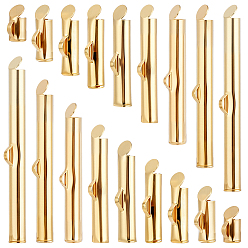 Настоящее золото 18K 86шт. 304 нержавеющая сталь слайдер на конце зажима трубки, торцевые крышки слайдера, реальный 18 k позолоченный, 5.3~40x5.5~6x4 мм, отверстие : 2~3x1~1.5 мм, внутренний диаметр: 3~3.5 мм