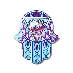 Evil Eye Непрозрачные акриловые подвески, хамса рука/рука мириам очарование, Сглаженный глаз, 52.5x43.5x2 мм, отверстие : 1.6 мм