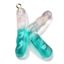 Letter K Смола подвеска, с обнаружением железного кольца, Письмо ~ Z, Письмо K, 39x26x7 мм, отверстие : 2 мм