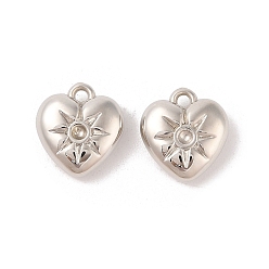 Платина Пластмассовые подвески ccb, сердце с солнцем, платина, 15x14x5 мм, отверстие : 1.5 мм