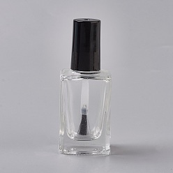 Clear Transparent Glass Nail Polish Empty Bottle, with Brush, Clear, 2.75x2.75x7cm, 15ml/bottle